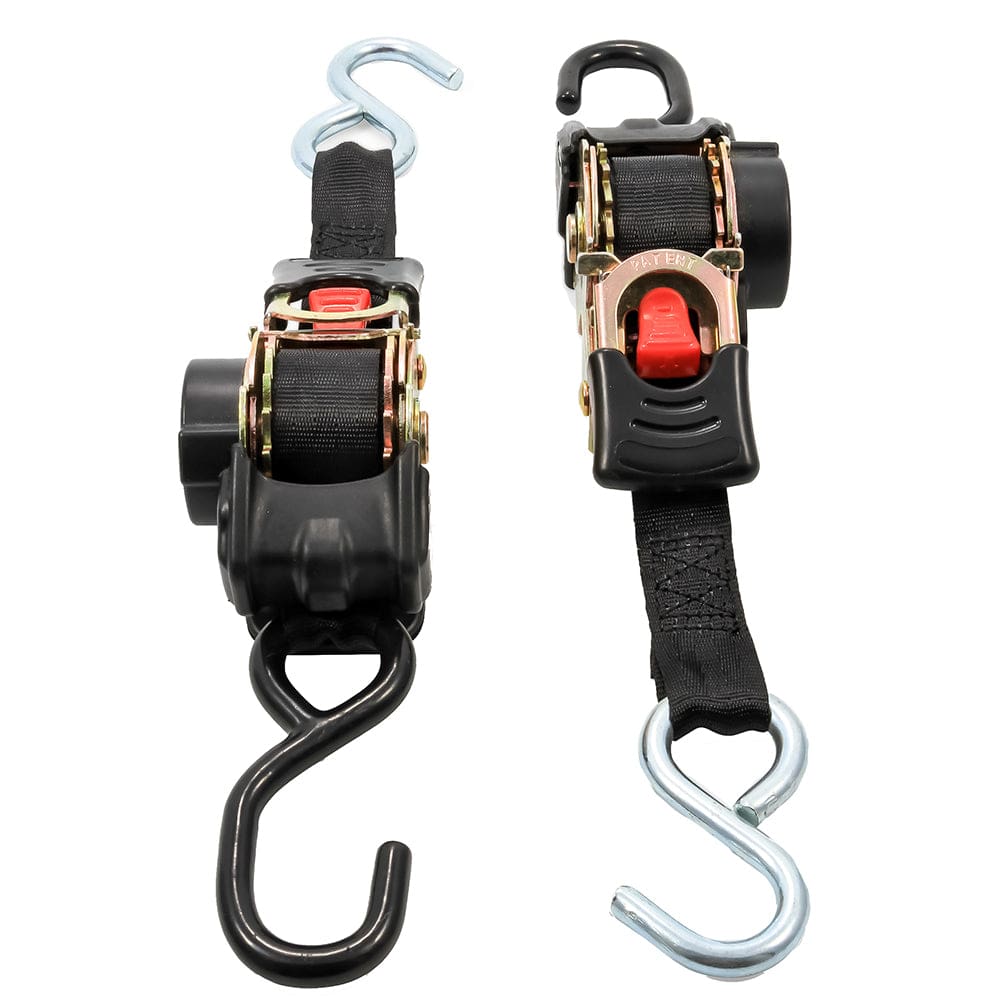 Camco Retractable Tie-Down Straps - 1 Width 6’ Dual Hooks - Automotive/RV | Accessories,Trailering | Tie-Downs - Camco