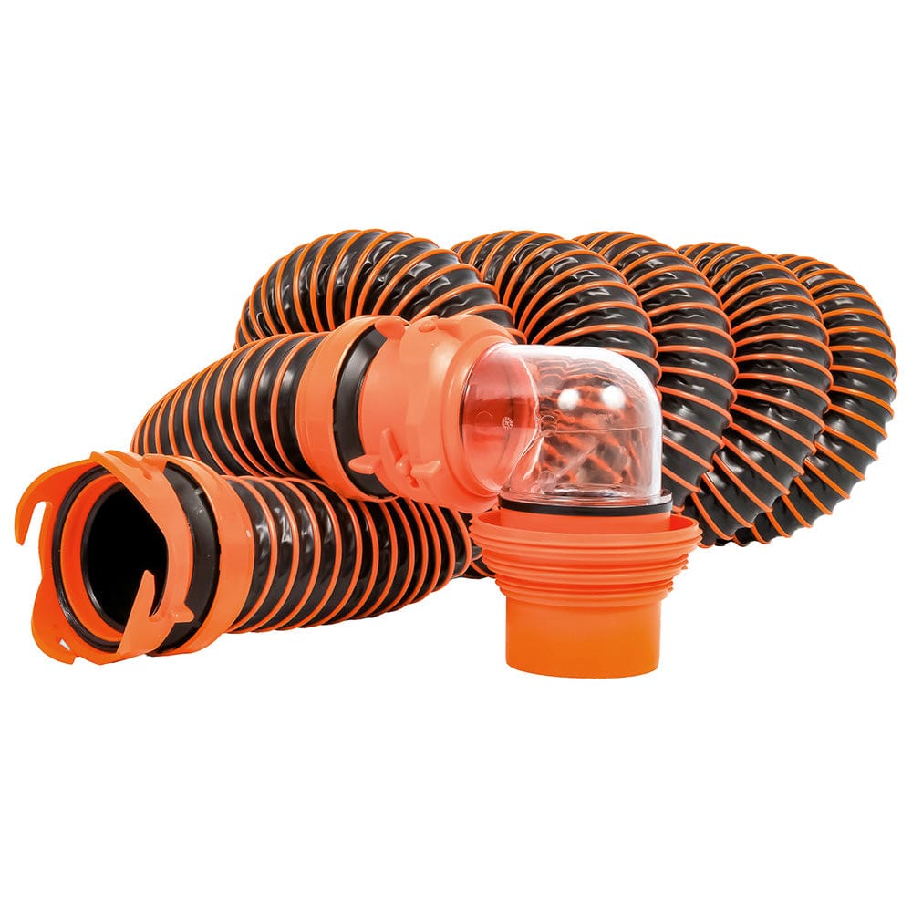 Camco RhinoEXTREME 15’ Sewer Hose Kit w/ Swivel Fitting 4 In 1 Elbow Caps - Automotive/RV | Sanitation - Camco