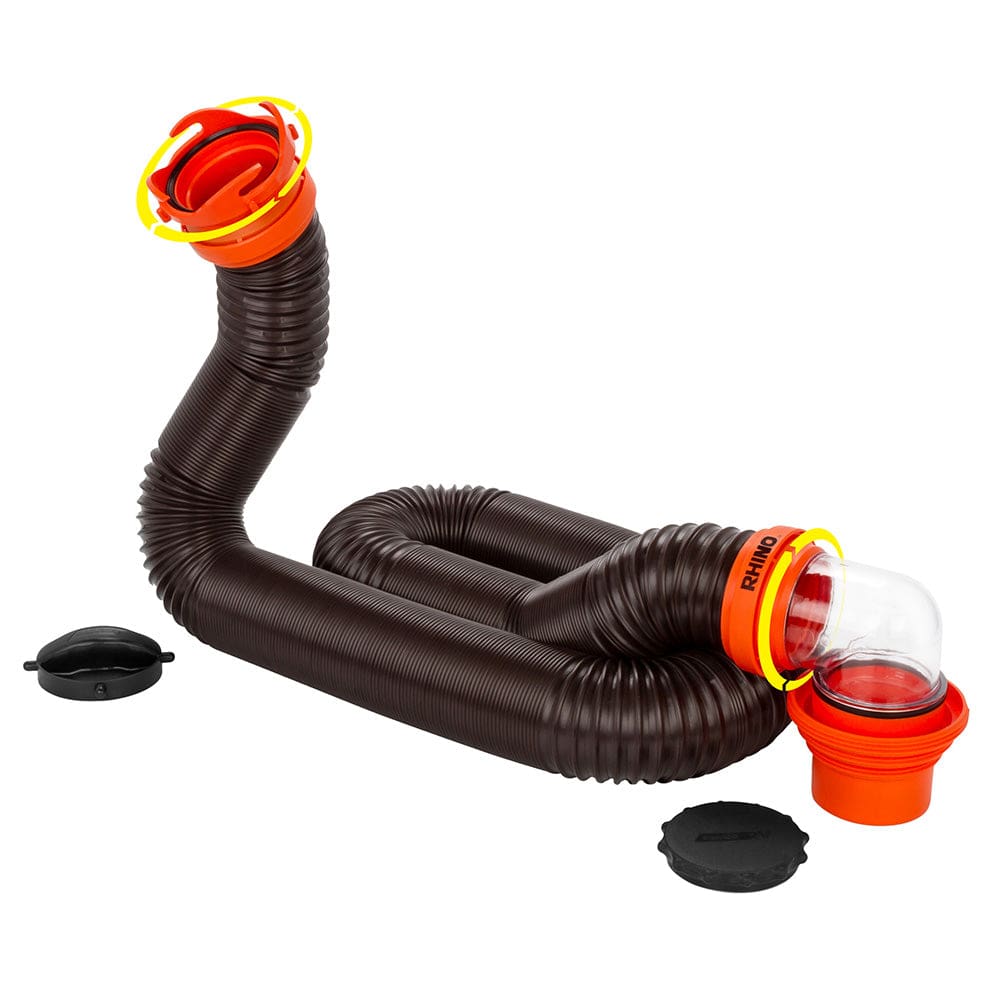 Camco RhinoFLEX 15’ Sewer Hose Kit w/ 4 In 1 Elbow Caps - Automotive/RV | Sanitation - Camco