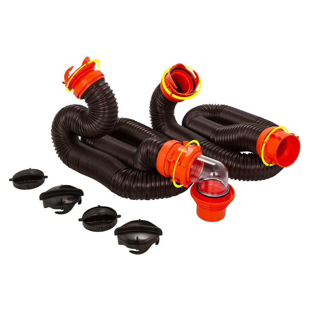 Camco RhinoFLEX 20’ Sewer Hose Kit w/ 4 In 1 Elbow Caps - Automotive/RV | Sanitation - Camco