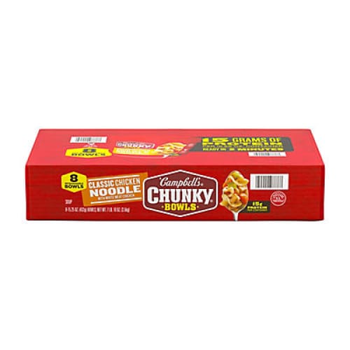Campbell’s Chunky Classic Chicken Noodle Soup Microwavable Bowl 8 pk./15.25 oz. - Home/Grocery/Pantry/Soups Ramen & Broth/ - Campbell’s