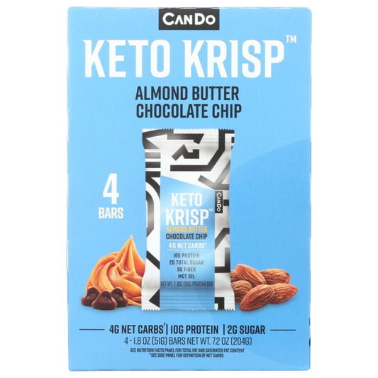 CANDO: Almond Butter Chocolate Chip Keto Krisp 4pk 7.2 oz (Pack of 2) - Grocery > Nutritional Bars - CANDO