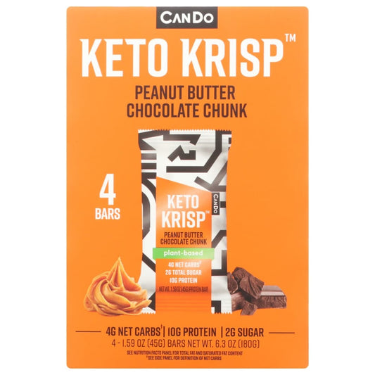 CANDO: Peanut Butter Chocolate Chunk Keto Krisp 4pk 6.3 oz (Pack of 2) - Grocery > Nutritional Bars - CANDO