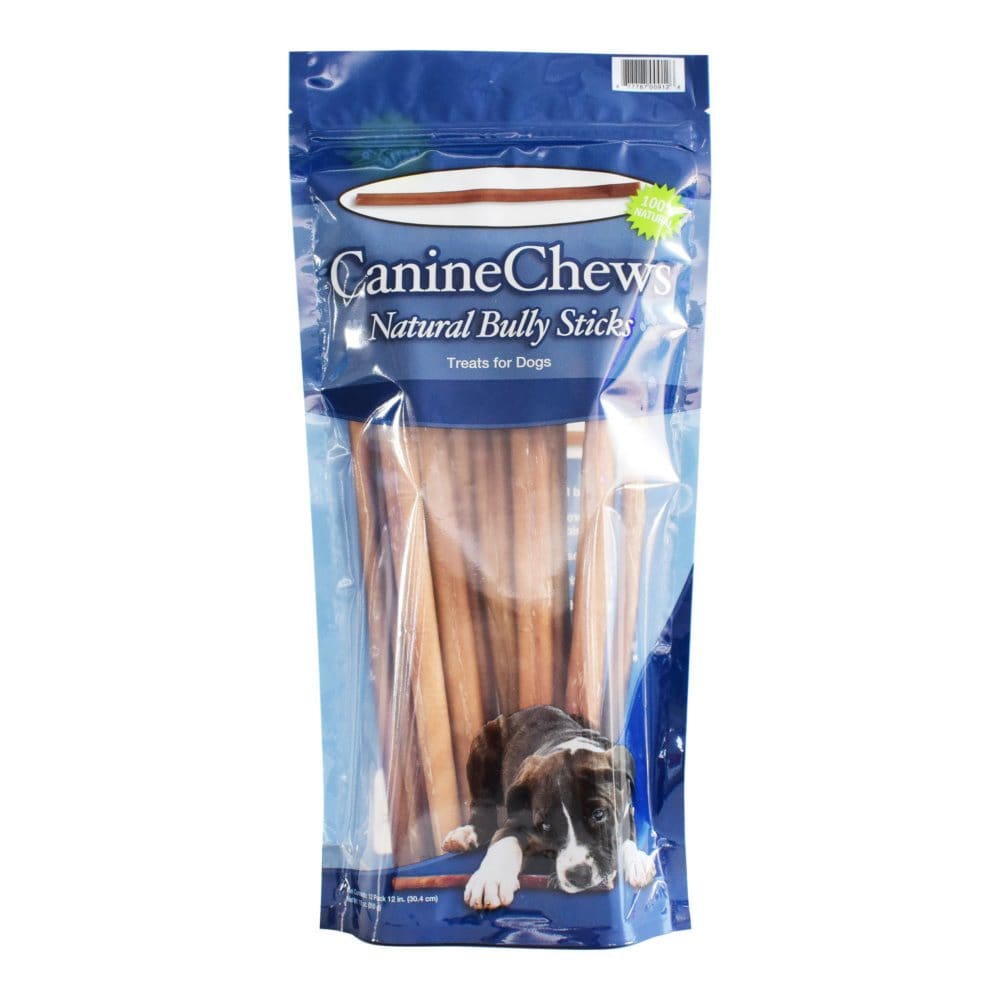 Canine Chews Natural 12 Bully Sticks Dog Treats Beef Flavor (12 Sticks) - Dog Food & Treats - Canine