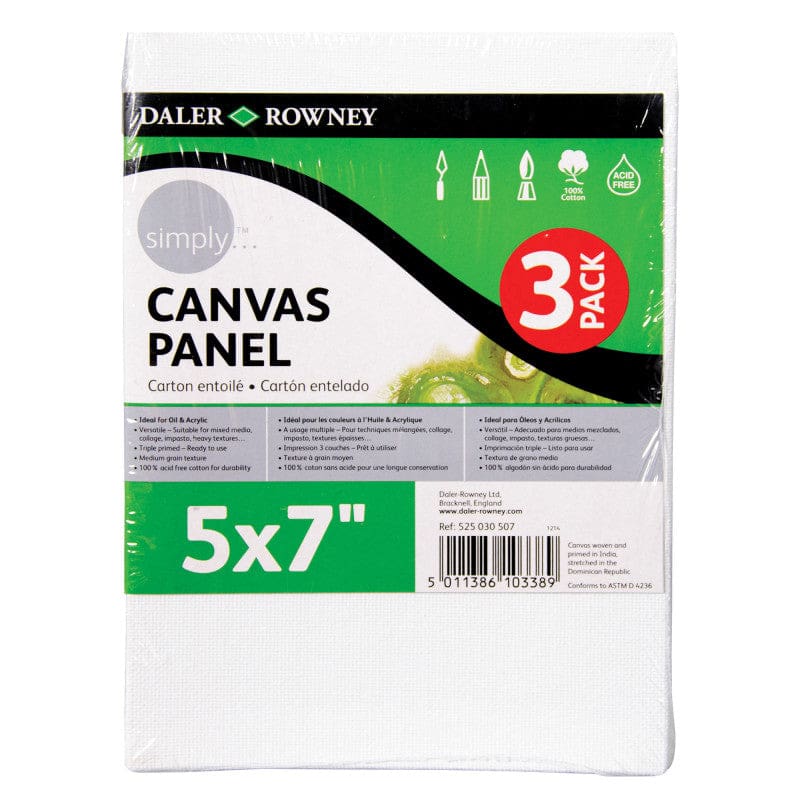 Canvas Panels Set 5X7In 3/Pk White (Pack of 12) - Canvas - Daler-rowney