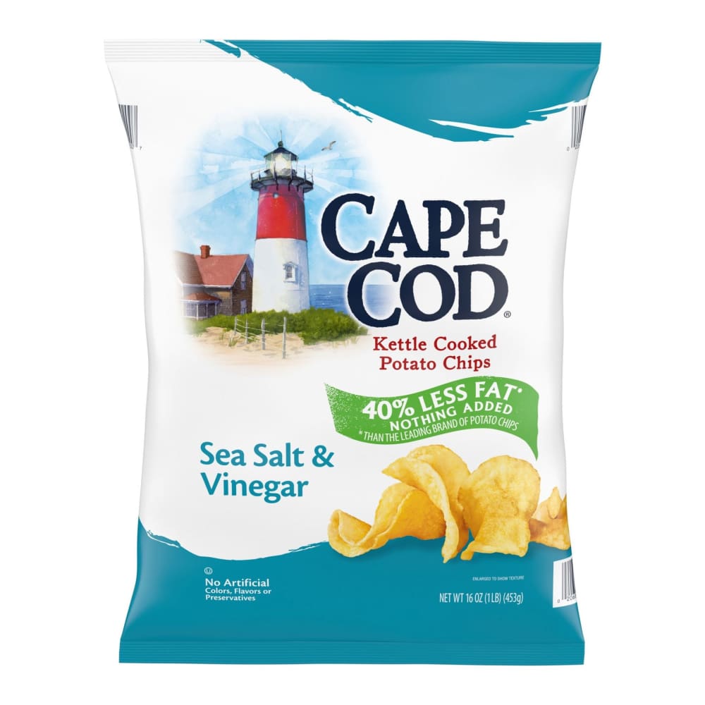 Cape Cod Cape Cod Less Fat Sea Salt & Vinegar Kettle Cooked Potato Chips 16 oz. - Home/Grocery Household & Pet/Canned & Packaged
