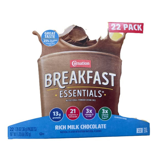 Carnation Breakfast Carnation Breakfast Essentials Nutritional Powder Drink Mix, Rich Milk Chocolate, 22 - 36 g Packets