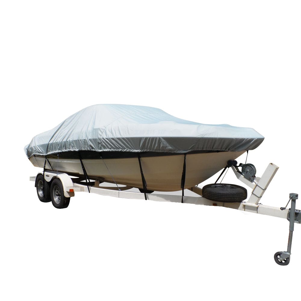 Carver Flex-Fit™ PRO Polyester Size 1 Boat Cover f/ V-Hull Fishing Boats & Jon Boats - Grey - Winterizing | Winter Covers,Boat Outfitting |