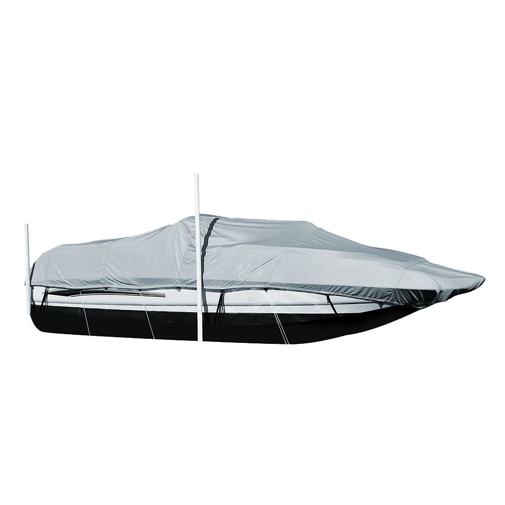 Carver Performance Poly-Guard Styled-to-Fit Boat Cover f/ 20.5’ Sterndrive Deck Boats w/ Walk-Thru Windshield - Grey - Winterizing | Winter