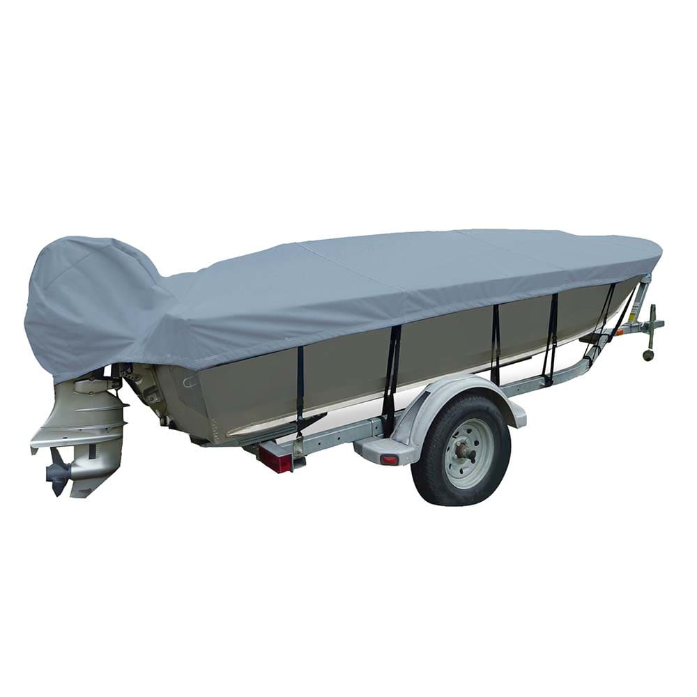 Carver Poly-Flex II Wide Series Styled-to-Fit Boat Cover f/ 15.5’ V-Hull Fishing Boats - Grey - Winterizing | Winter Covers,Boat Outfitting