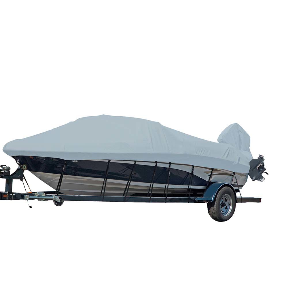 Carver Sun-DURA® Styled-to-Fit Boat Cover f/ 20.5’ V-Hull Runabout Boats w/ Windshield & Hand/ Bow Rails - Grey - Winterizing | Winter