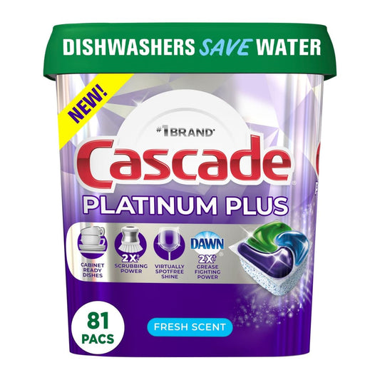 Cascade Platinum Plus Dishwasher Detergent Action Pacs Fresh scent 81 ct. - Home/Household Essentials/Kitchen Supplies/Dishwashing/ -