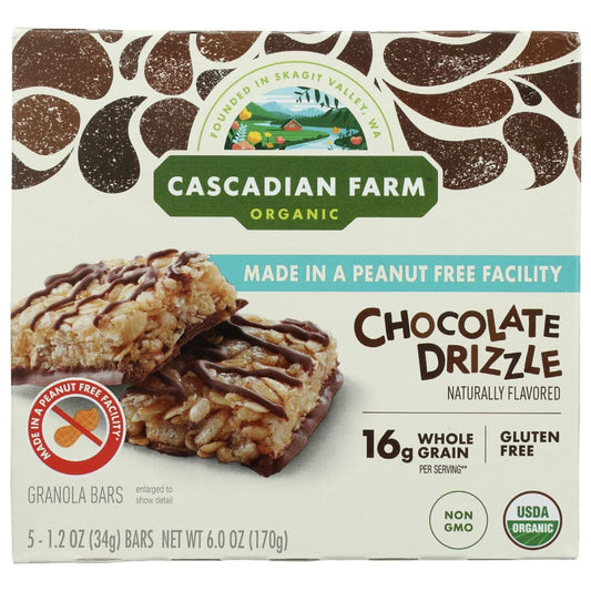 CASCADIAN FARM: Chocolate Drizzle Bar 5ct 6 oz (Pack of 4) - Nutritional Bars Drinks and Shakes - CASCADIAN FARM