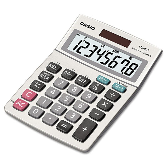 Casio - MS-80S Tax and Currency Calculator - 8-Digit LCD (Pack of 2) - Basic Office Supplies - Casio