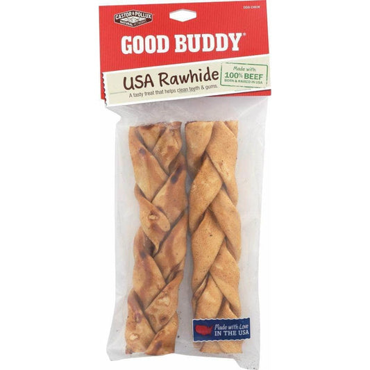 Castor & Pollux Castor & Pollux Good Buddy Braided Dog Chew Sticks Rawhide 7-8 Inches, 2 pc