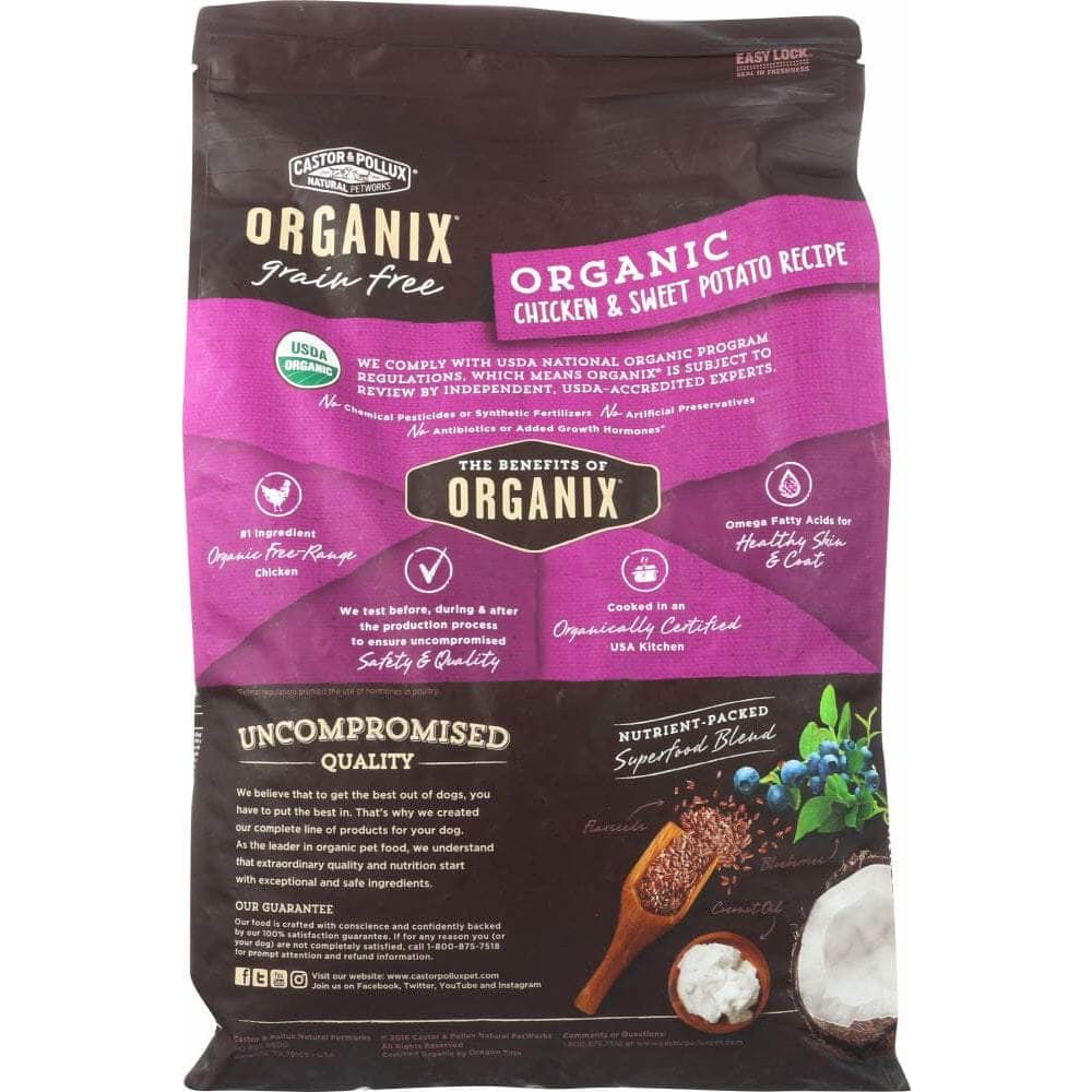 CASTOR & POLLUX Castor & Pollux Organix Grain Free Organic Chicken & Sweet Potato Recipe, 10 Lb