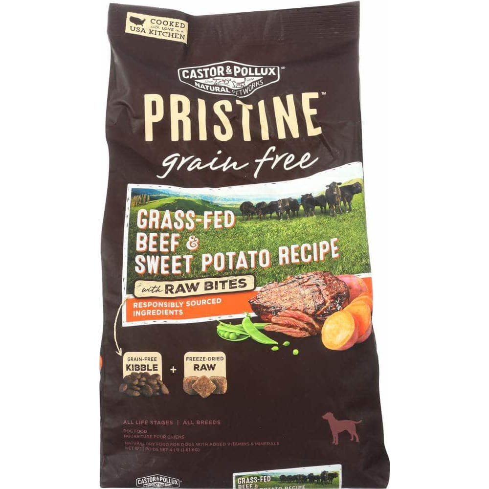 Castor & Pollux Castor & Pollux Pristine Grain Free Grass-Fed Beef & Sweet Potato Recipe With Raw Bites 4 Lb