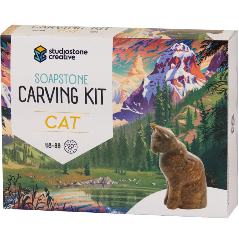 Cat Soapstone Carving Kit - Art & Craft Kits - Studiostone Creative Inc