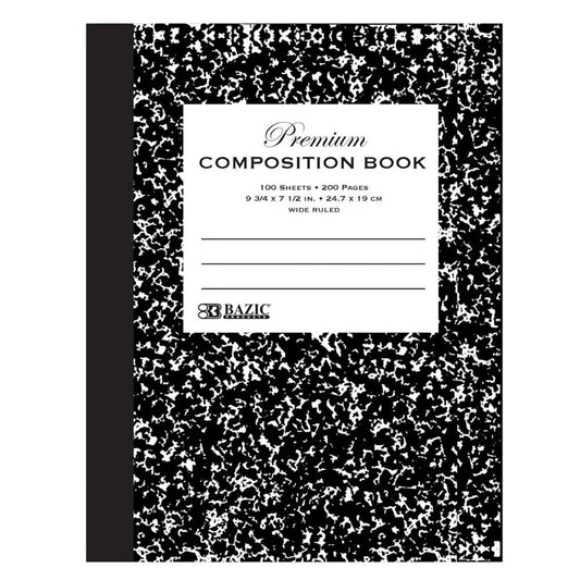 Premium Wide Ruled Composition Book Black Marble (Pack of 12)