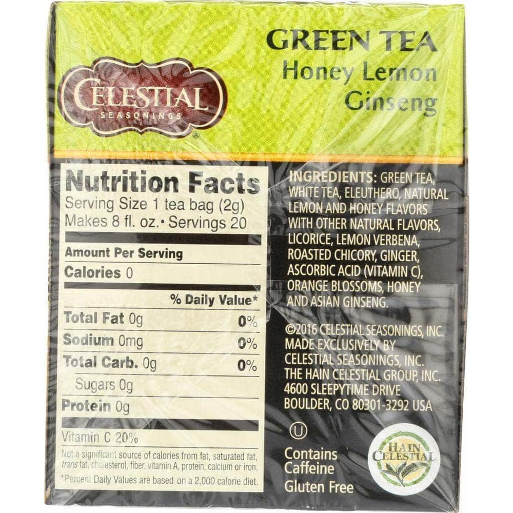 Celestial Seasonings Celestial Seasonings Green Tea With White Tea Honey Lemon Ginseng 20 Tea Bags, 1.5 oz