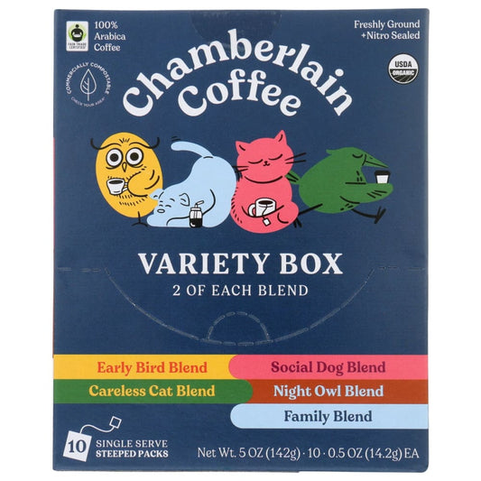 CHAMBERLAIN COFFEE: Coffee Variety Steeped 10Pk 5 OZ - Beverages > Coffee Tea & Hot Cocoa - CHAMBERLAIN COFFEE