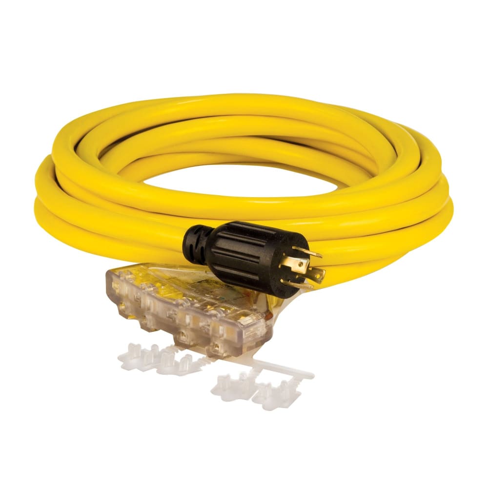 Champion 25-Foot 30-Amp 125/250-Volt Fan-Style Generator Extension Cord (L14-30P to four 5-20R) - Champion