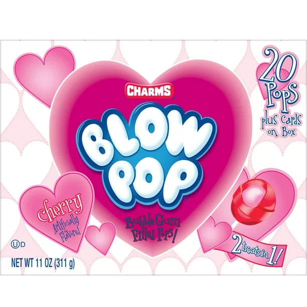 Charm’s Blow Pops Valentine’s Day Box 20 ct Cherry Lollipops - Charm’s