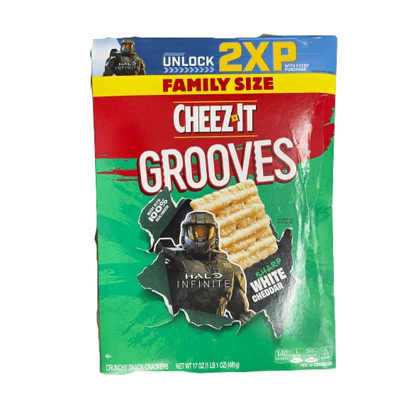Cheez-It Cheez-It Grooves Cheese Crackers, Crunchy Snack Crackers, Sharp White Cheddar, 17 Oz.