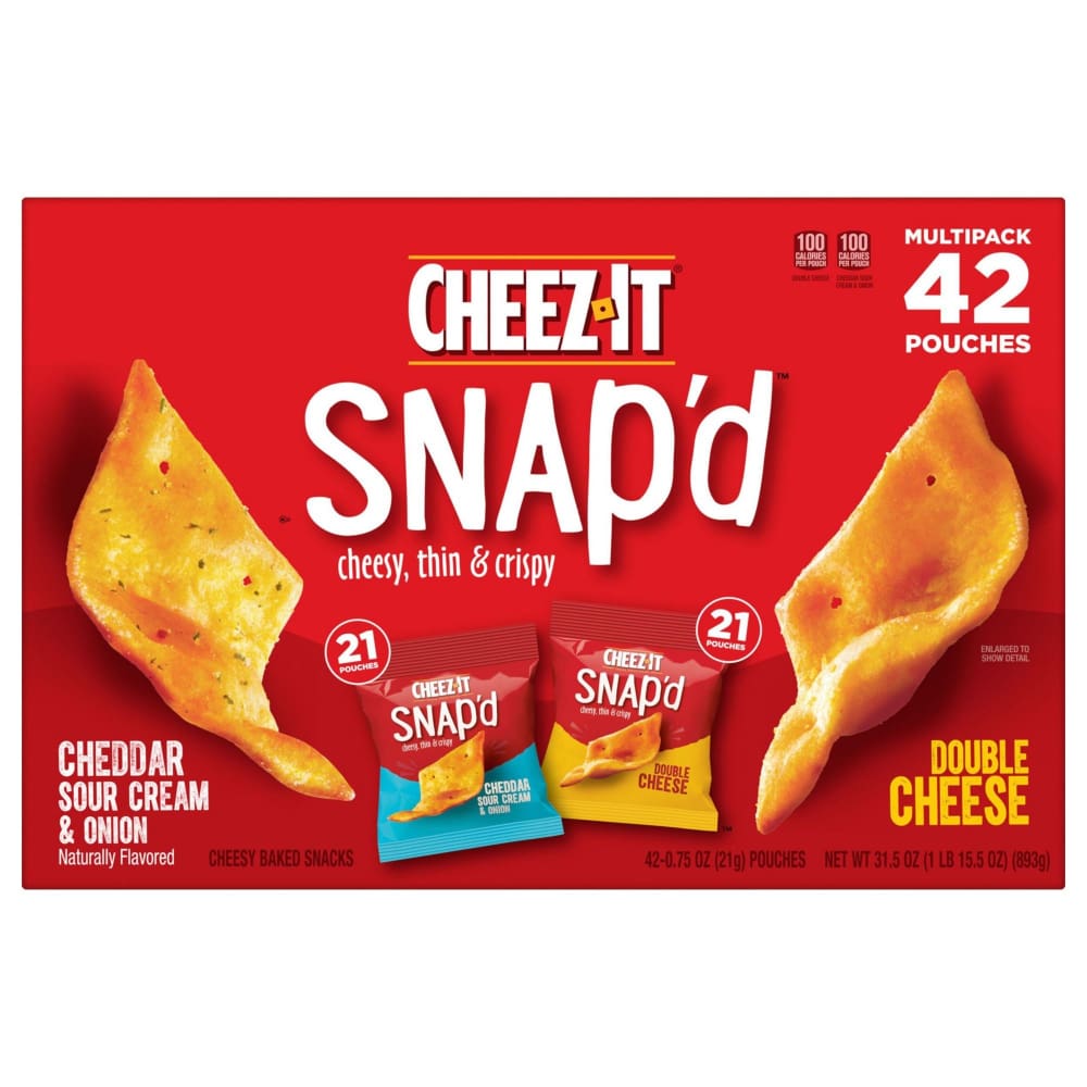 Cheez-It Cheez It Snap’d Crackers Variety Snack Packs 42 pk. - Home/Grocery Household & Pet/Canned & Packaged Food/Snacks/Salty Snacks/ -