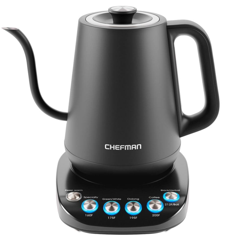 Chefman TrueTemp.8L Precision Control Gooseneck Kettle With 6 One-Touch Presets - Coffee Tea & Espresso Makers - ShelHealth