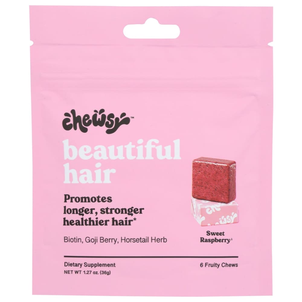 CHEWSY: Beautiful Hair Chew Raspberry, 6 pc (Pack of 4) | ShelHealth