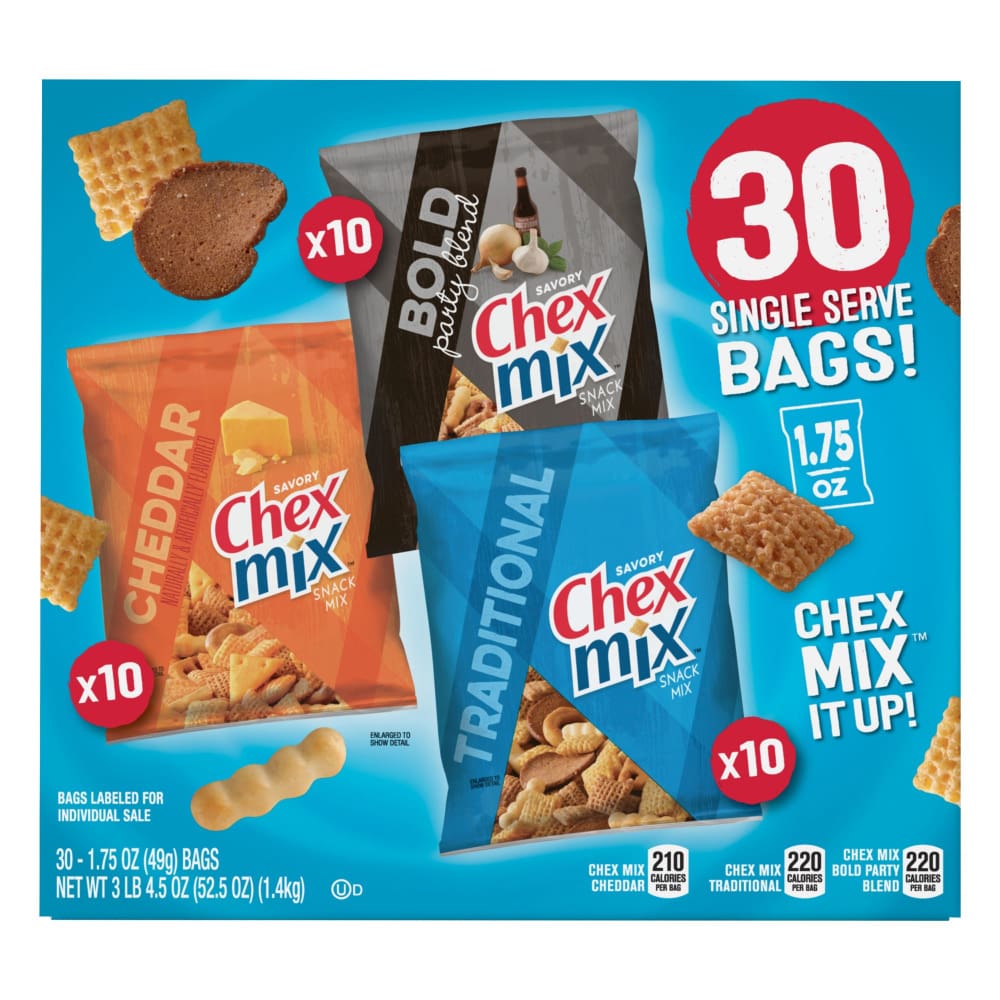 Chex Mix Chex Mix Classics Snack Mix 30 ct. - Home/Grocery Household & Pet/Canned & Packaged Food/Snacks/Salty Snacks/ - Chex Mix