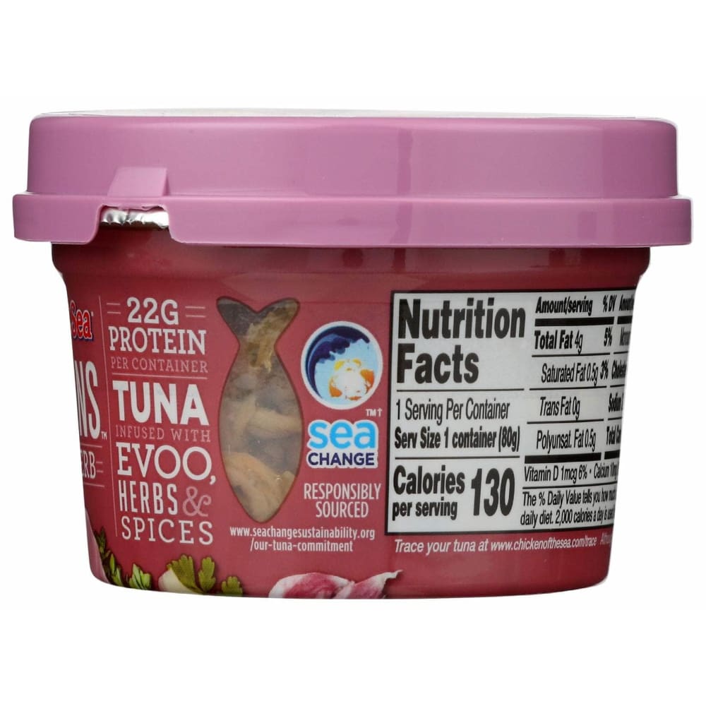 CHICKEN OF THE SEA Grocery > Pantry > Meat Poultry & Seafood CHICKEN OF THE SEA Tuna Garlic And Herb, 2.8 oz