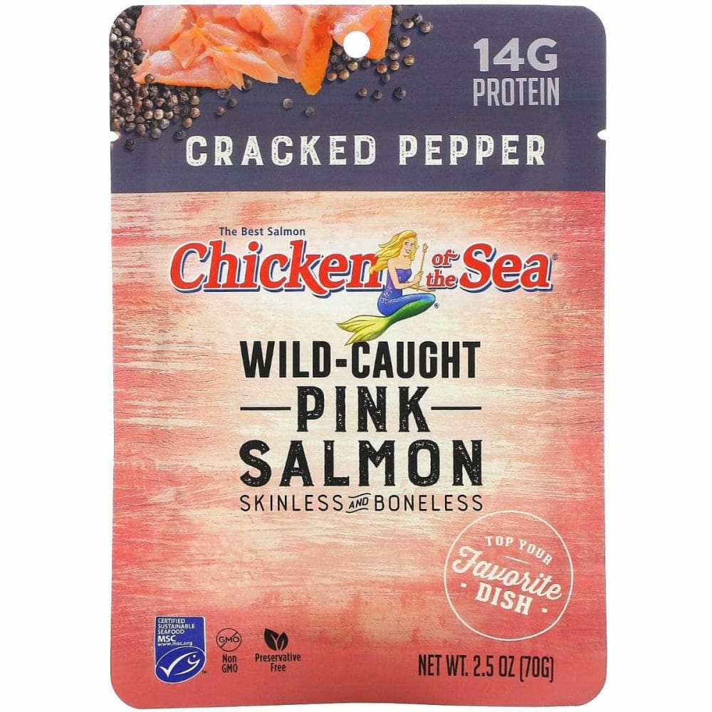 CHICKEN OF THE SEA Grocery > Pantry > Meat Poultry & Seafood CHICKEN OF THE SEA Wild Caught Pink Salmon Cracked Pepper, 2.5 oz