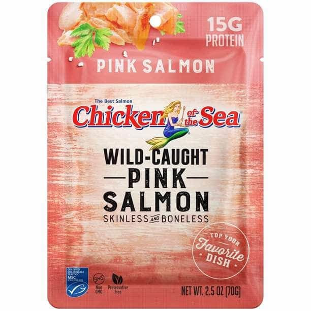 CHICKEN OF THE SEA Grocery > Pantry > Meat Poultry & Seafood CHICKEN OF THE SEA Wild Caught Pink Salmon Skinless And Boneless, 2.5 oz