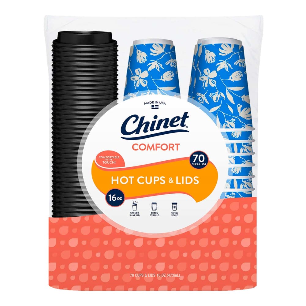 Chinet Comfort Cup Hot Cups & Lids - 16 oz - 70 Ct - Disposable Hot Cups - Chinet