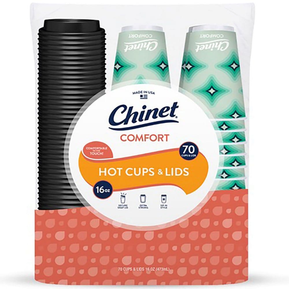 Chinet Comfort Cup Hot Cup & Lids 16 oz. (70 ct.) - Disposable Tableware - Chinet