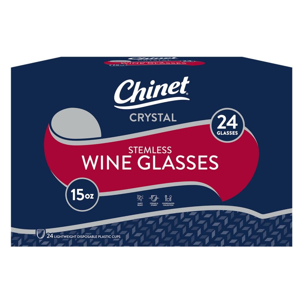 Chinet Crystal Stemless Wine Glass 15 oz. (24 ct.) (Pack of 2) - Disposable Tableware - Chinet
