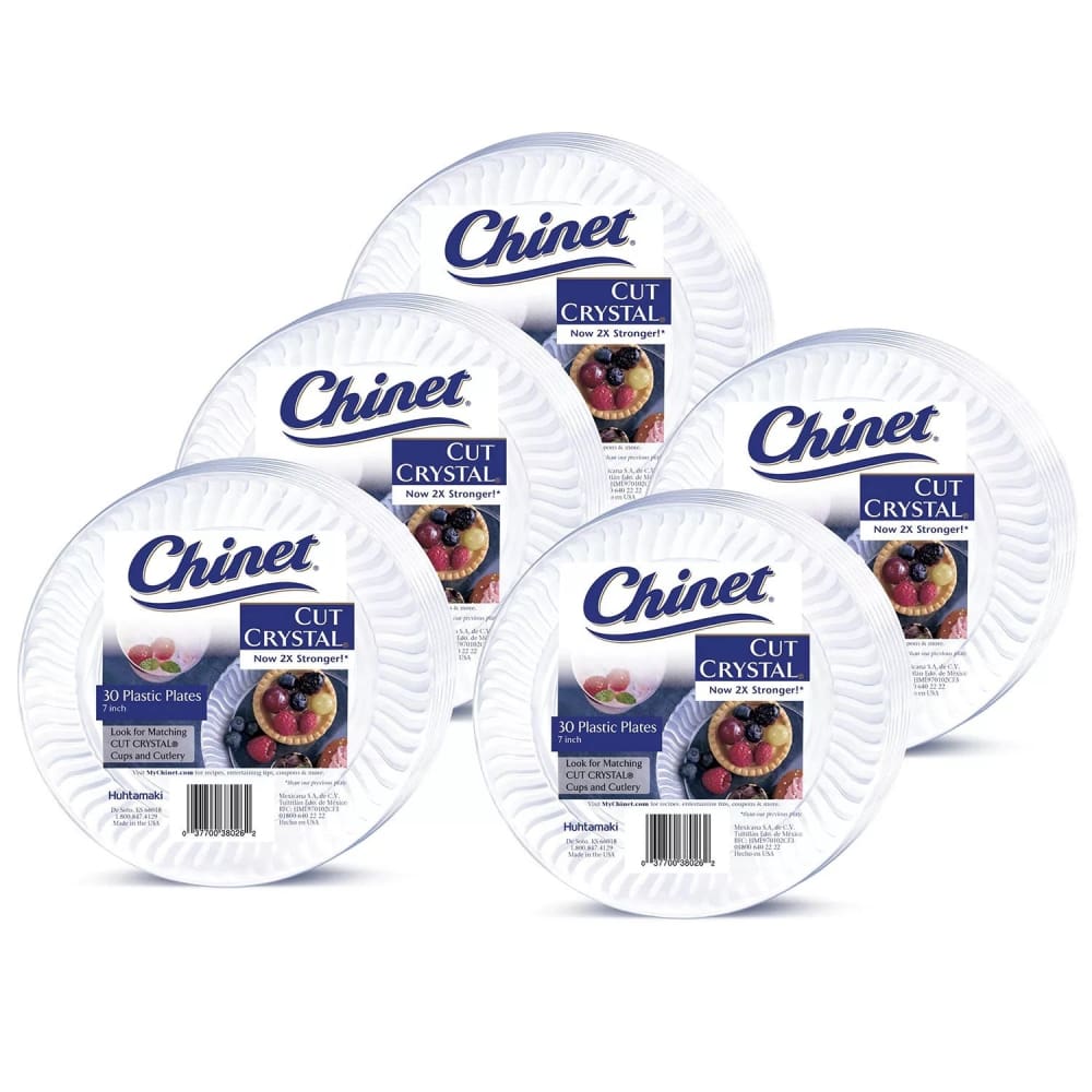 Chinet Cut Crystal Clear Plastic 7 Dessert Plates Case - 30 ct - Disposable Plates - Chinet