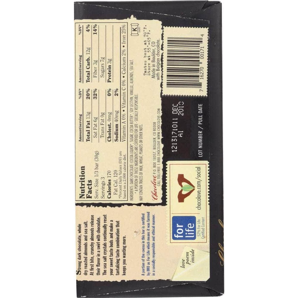 CHOCOLOVE Chocolove Almonds & Sea Salt In Strong Dark Chocolate Bar, 3.2 Oz