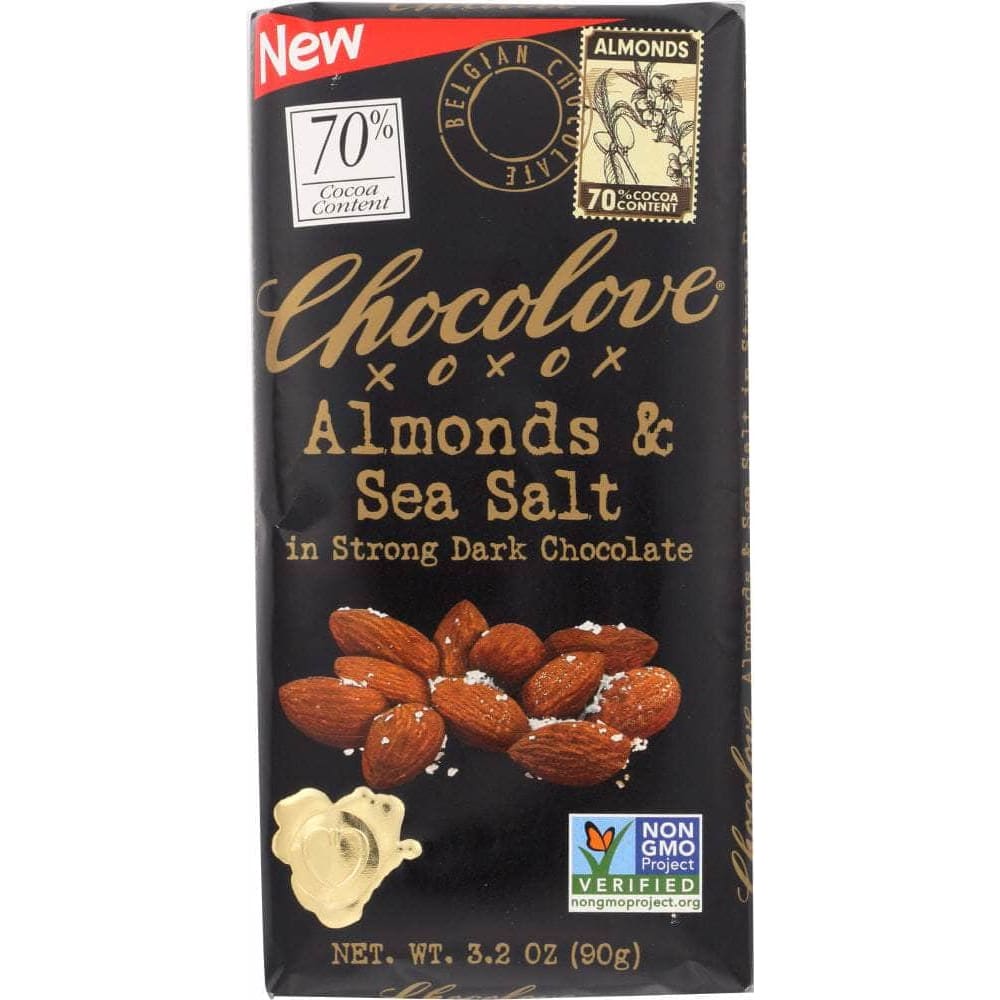 CHOCOLOVE Chocolove Almonds & Sea Salt In Strong Dark Chocolate Bar, 3.2 Oz