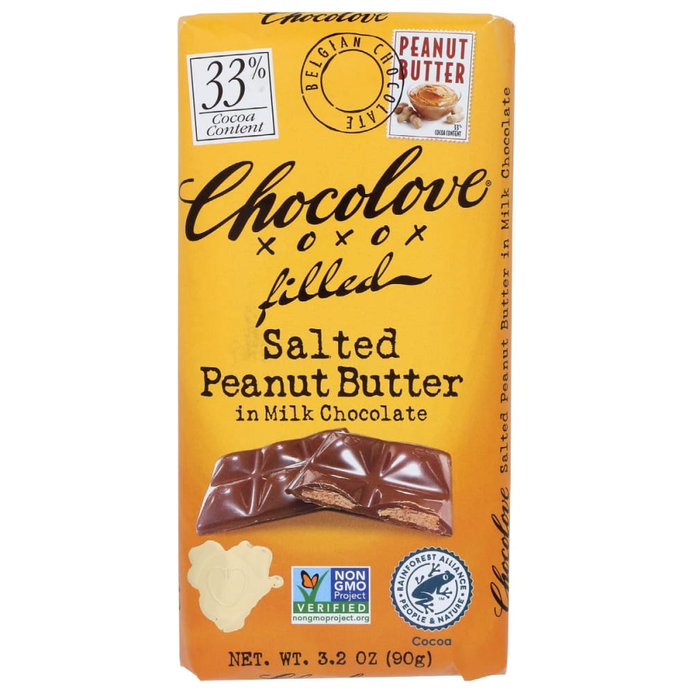 CHOCOLOVE: Salted Peanut Butter in Milk Chocolate 3.2 oz (Pack of 5) - CHOCOLOVE