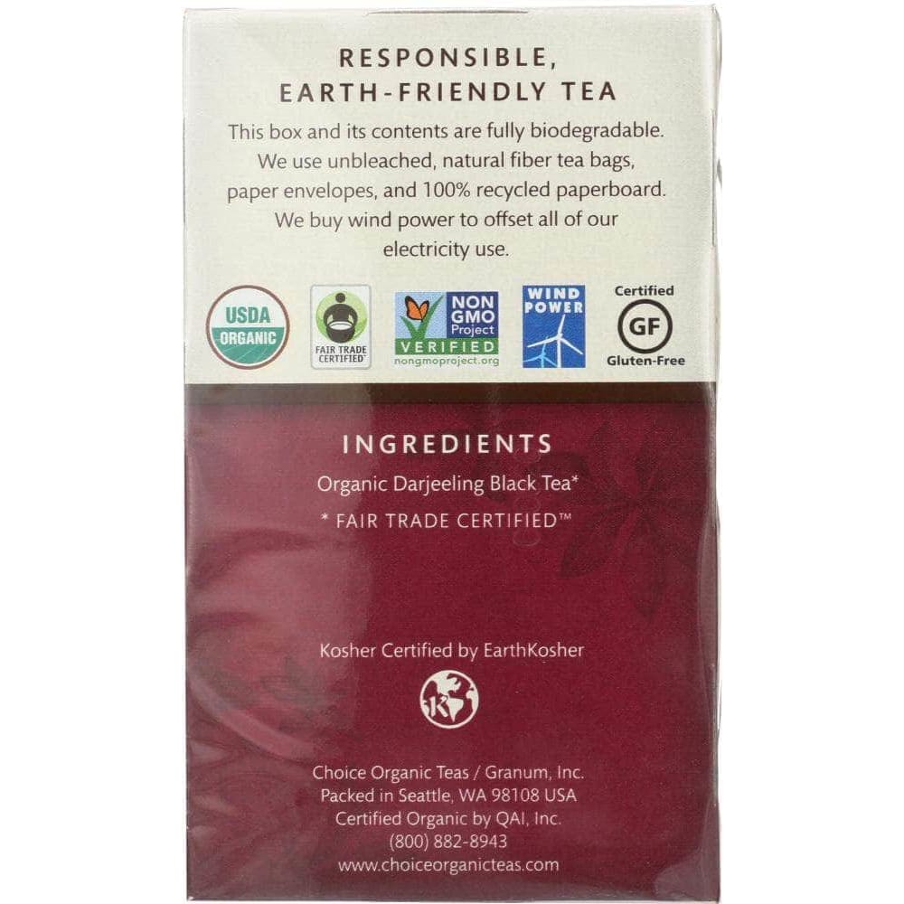 Choice Organic Teas Choice Tea Organic Tea Darjeeling Fair Trade Certified, 16 bg