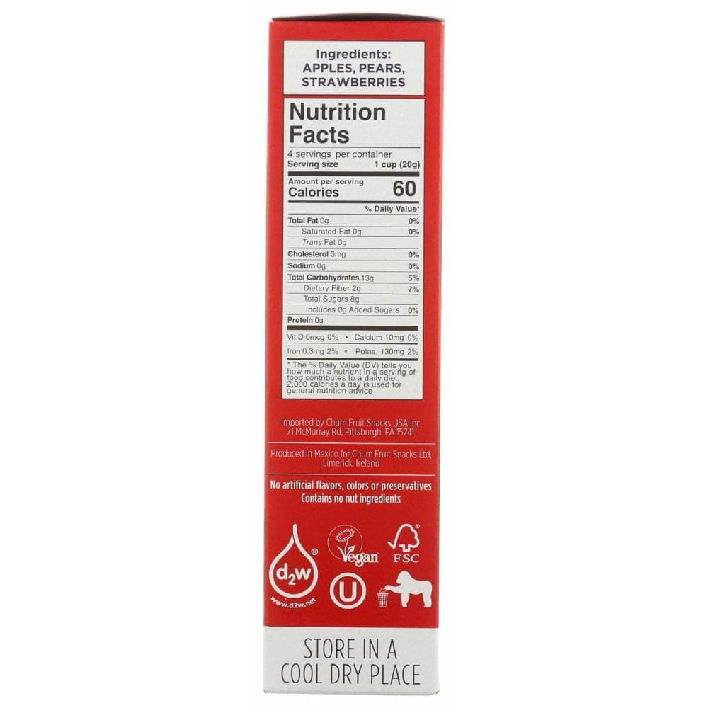 CHUM Grocery > Snacks > Fruit Snacks CHUM: Bites Fruit Strawbrry 4Pk, 2.83 oz