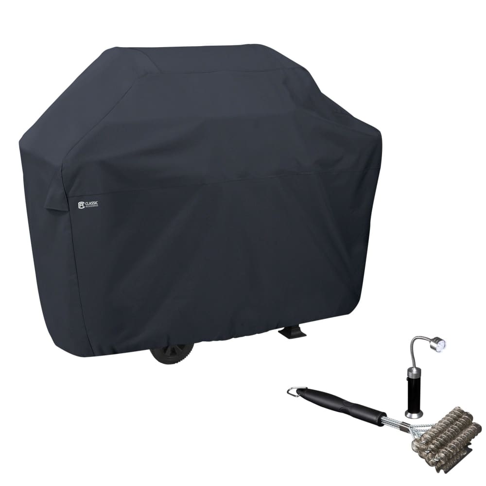 Classic Accessories Water-Resistant 64 BBQ Grill Cover with Coiled Grill Brush & Magnetic LED Light - Classic Accessories