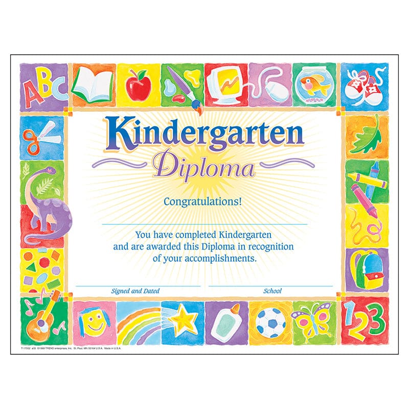 Classic Diploma Kindergarten 30Pk 8-1/2 X 11 (Pack of 8) - Certificates - Trend Enterprises Inc.