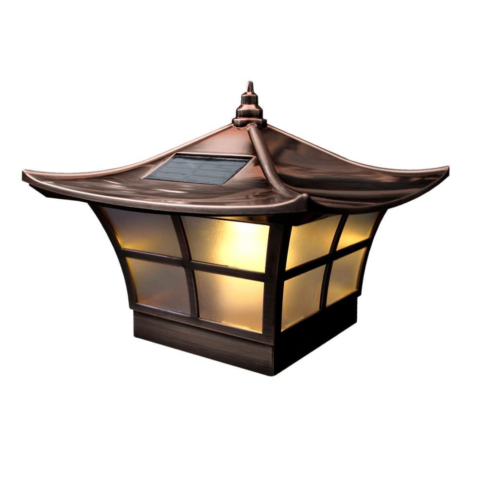 Classy Caps 4 x 4 Copper Plated Ambience Solar Post Cap (Pack of 2) - Outdoor Lighting - Classy