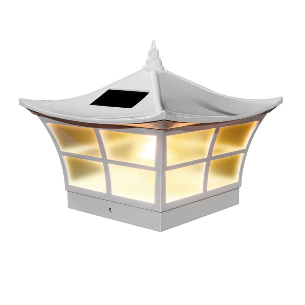 Classy Caps 5 x 5 White PVC Ambience Solar Post Cap (Pack of 2) - Outdoor Lighting - Classy