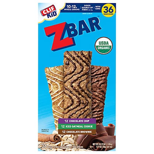 Clif Kid Organic Zbar Granola Bars Variety Pack 36 ct./1.27 oz. - Home/Grocery/Snacks/Snacks For Kids/ - Clif
