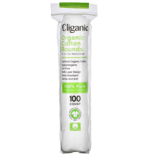 CLIGANIC: Organic Cotton Rounds 100 ct (Pack of 6) - Other > OTHER MISCELLANEOUS ITEMS > COTTON BALLS & SWABS - CLIGANIC